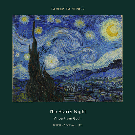 The Starry Night by Vincent van Gogh — painting cover, 12000 × 9502 px