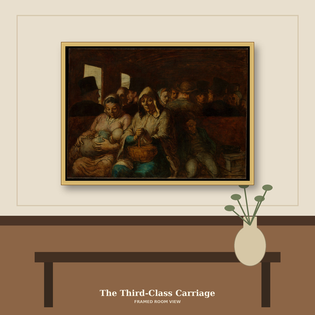 The Third-Class Carriage by Honoré Daumier, room mockup