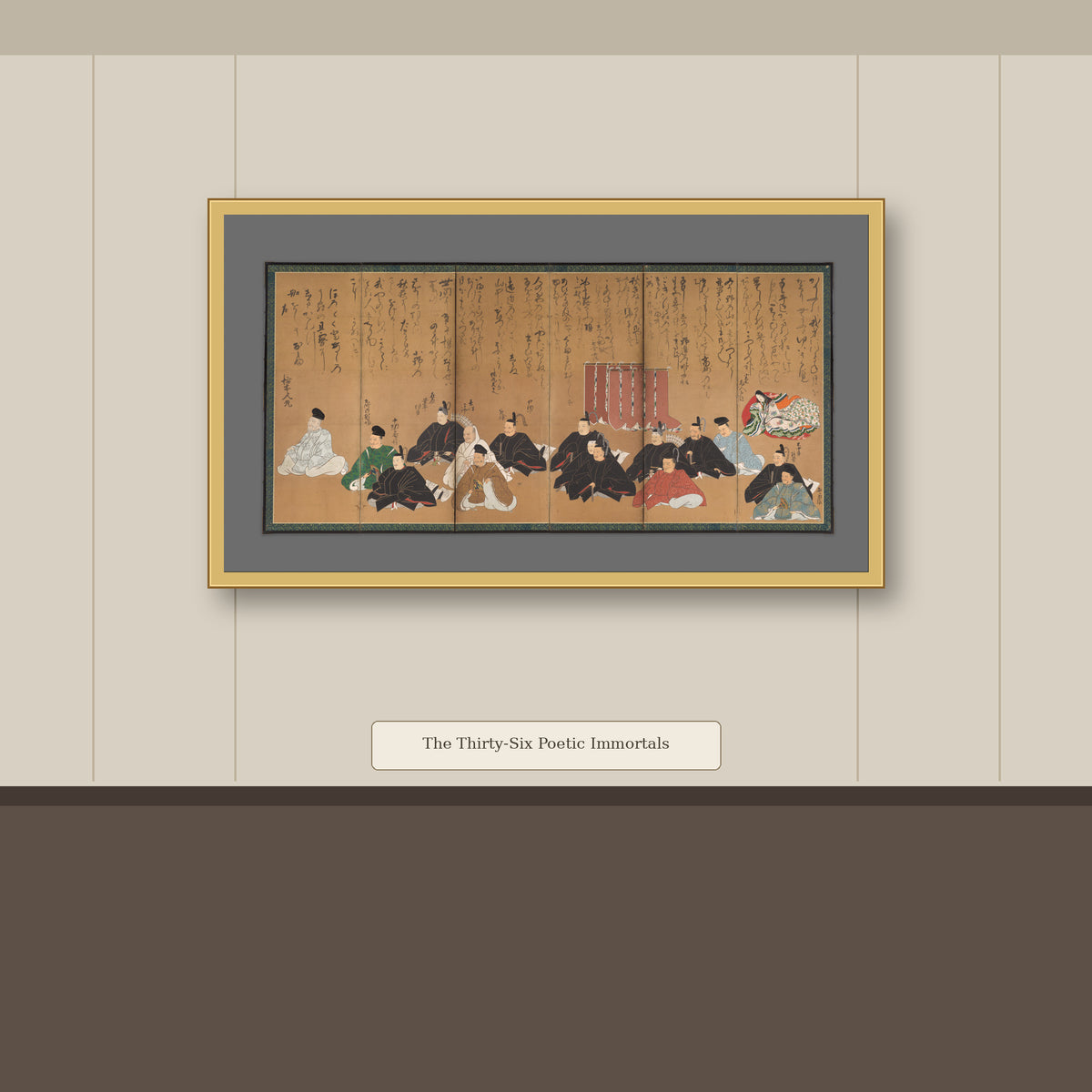 The Thirty-Six Poetic Immortals by Studio of Kano Takanobu, gallery mockup