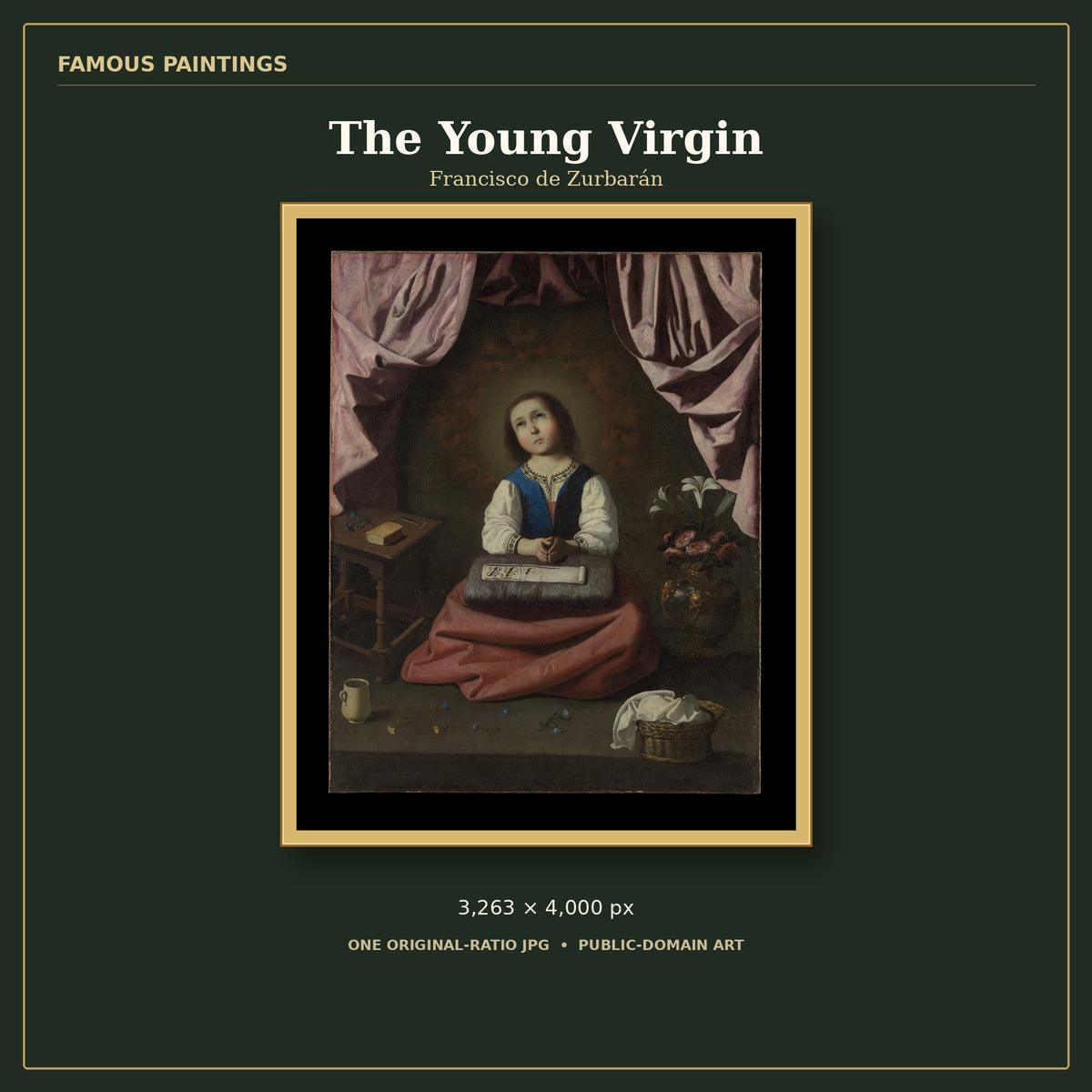 The Young Virgin by Francisco de Zurbarán, cover preview