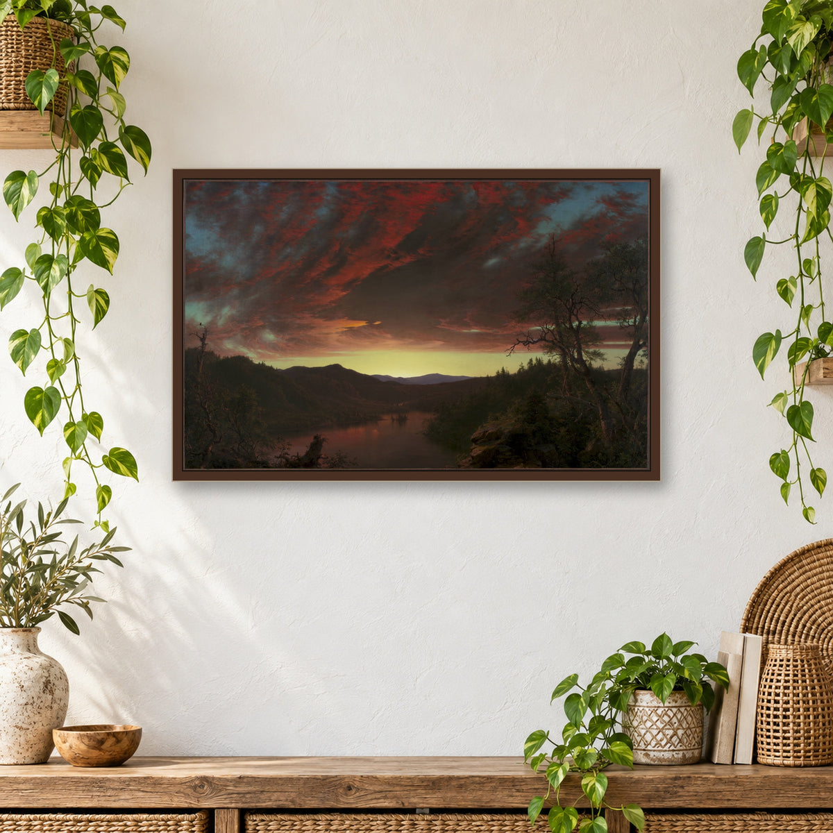 Twilight in the Wilderness by Frederic Edwin Church — framed room mockup
