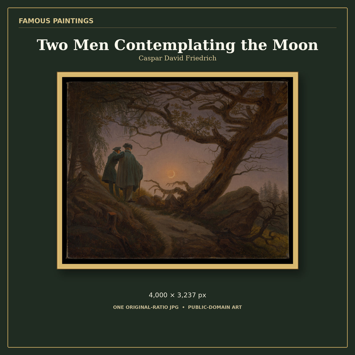 Two Men Contemplating the Moon by Caspar David Friedrich, cover preview
