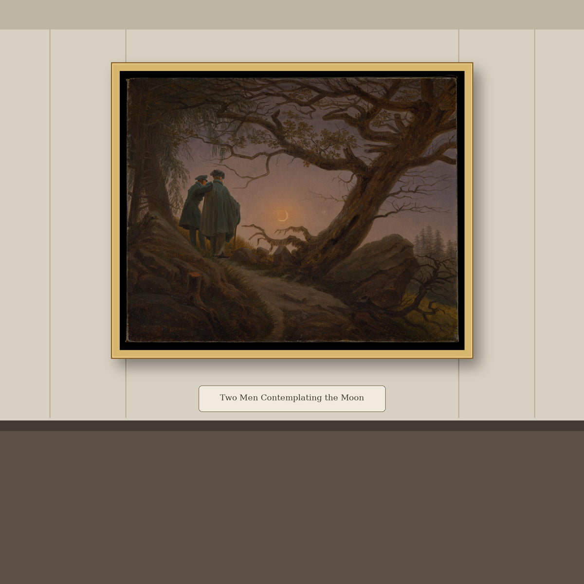 Two Men Contemplating the Moon by Caspar David Friedrich, gallery mockup