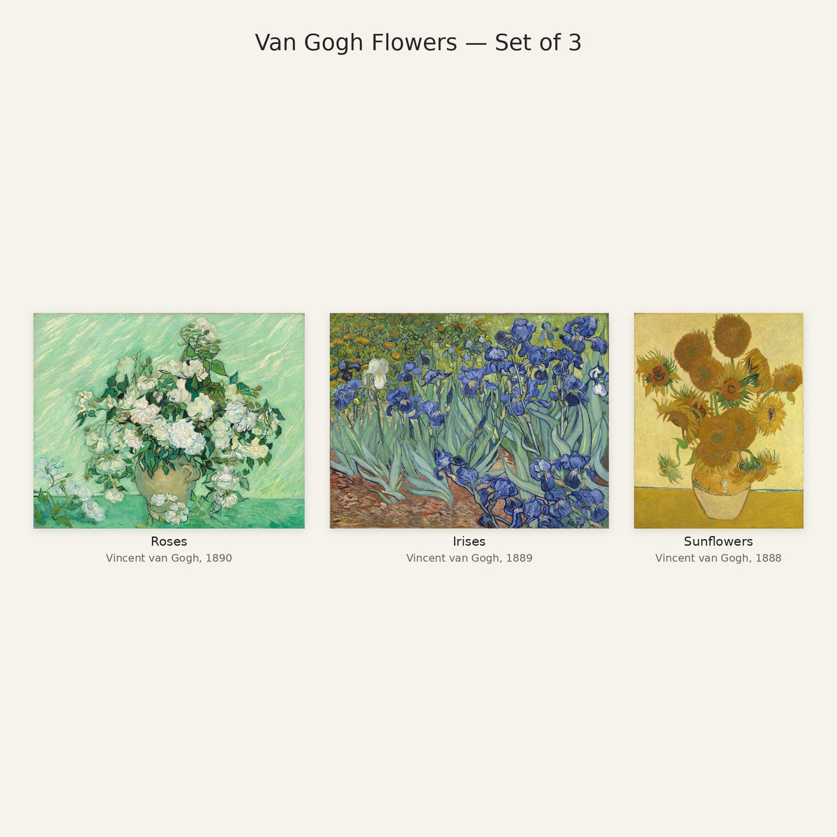 Van Gogh Flowers Gallery Wall Set of 3 — all paintings in the set