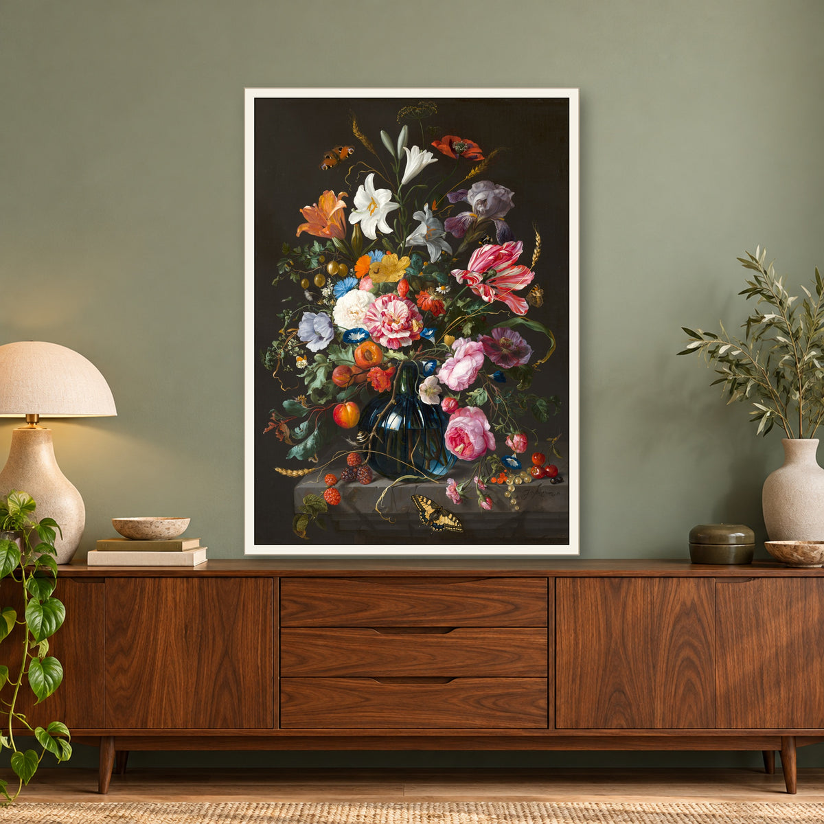Vase of Flowers by Jan Davidsz. de Heem — framed room mockup