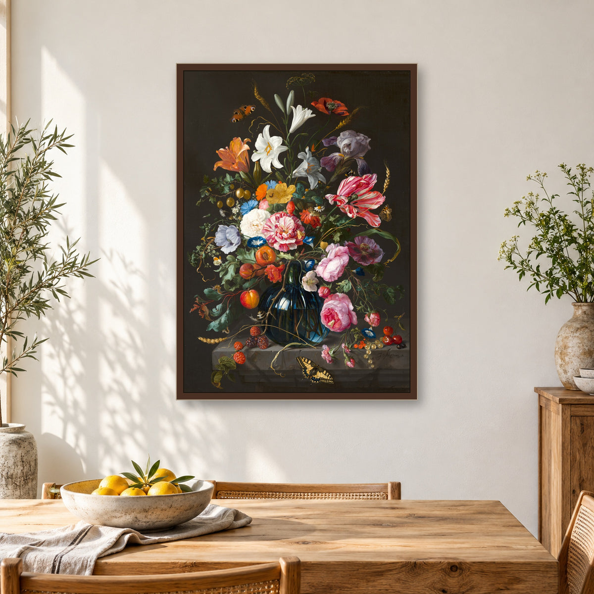Vase of Flowers by Jan Davidsz. de Heem — framed interior mockup
