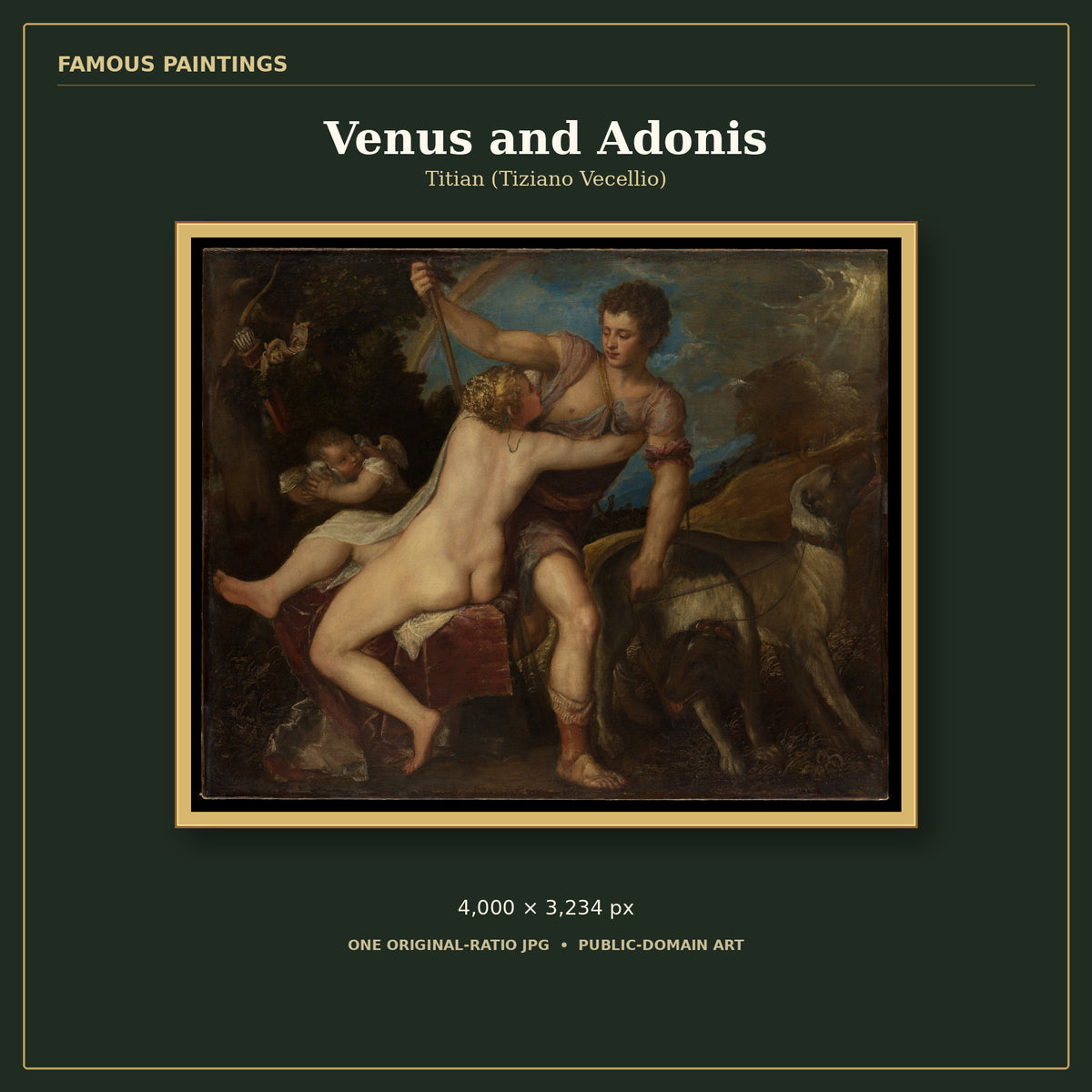 Venus and Adonis by Titian (Tiziano Vecellio), cover preview