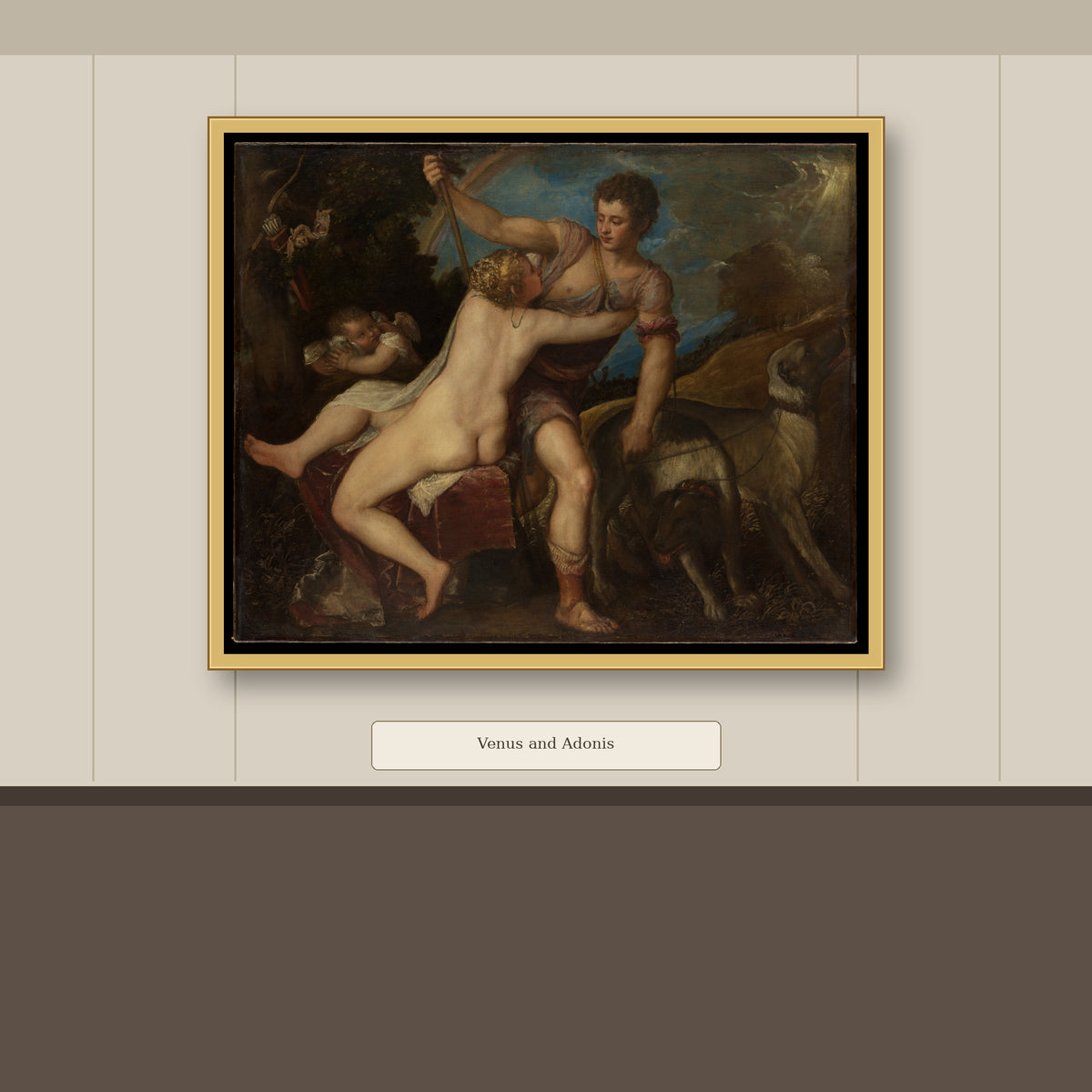 Venus and Adonis by Titian (Tiziano Vecellio), gallery mockup