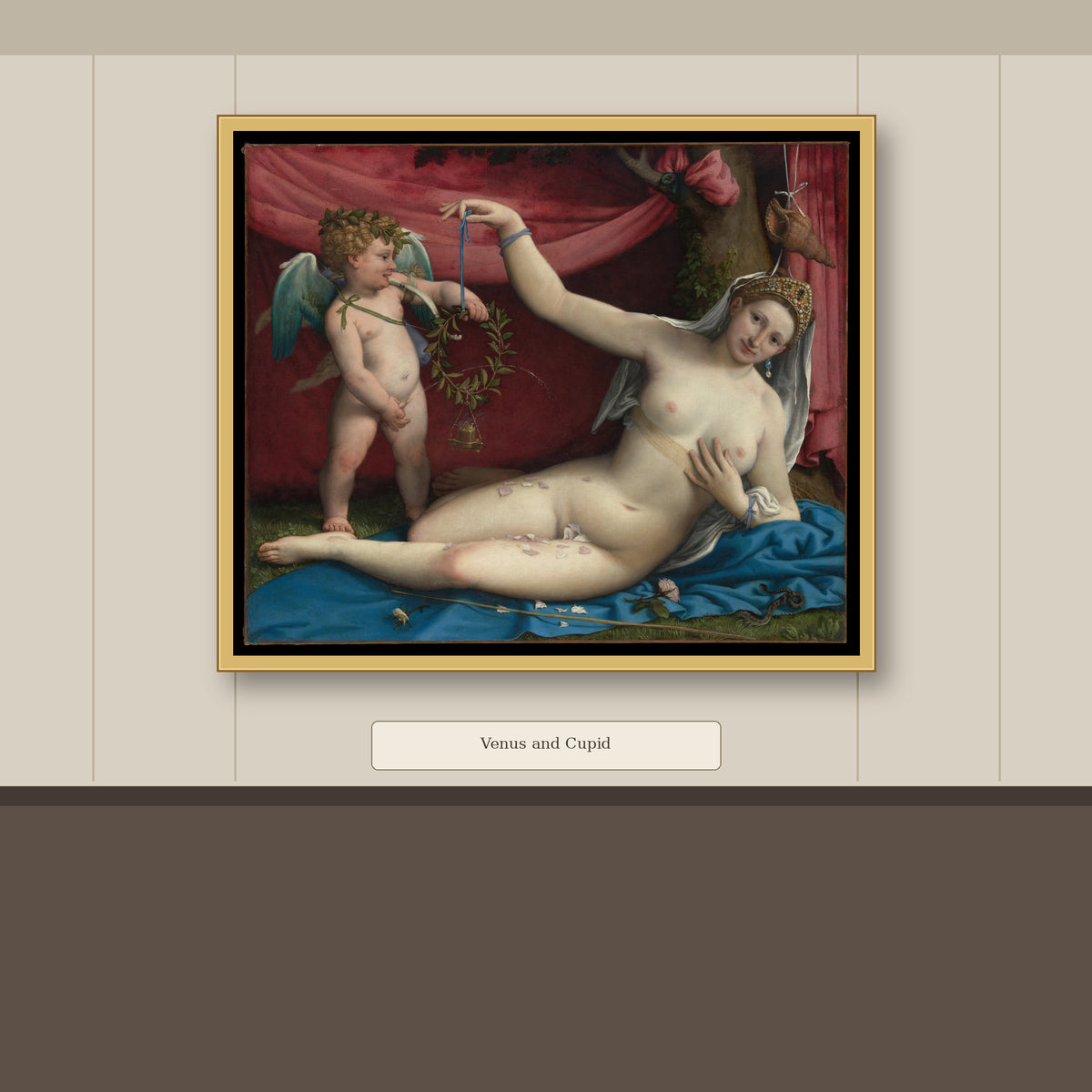 Venus and Cupid by Lorenzo Lotto, gallery mockup