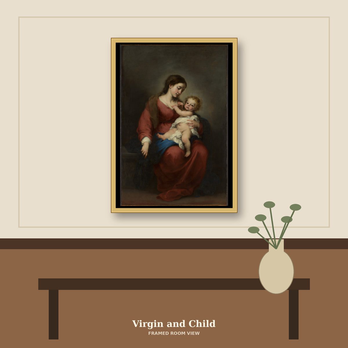 Virgin and Child by Bartolomé Estebán Murillo, room mockup