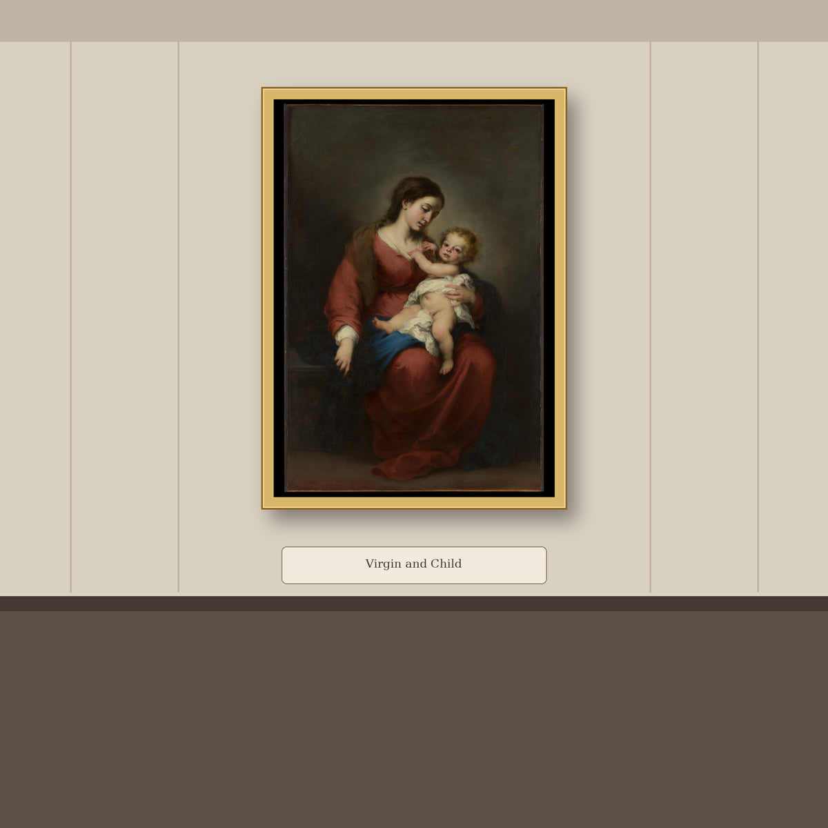 Virgin and Child by Bartolomé Estebán Murillo, gallery mockup