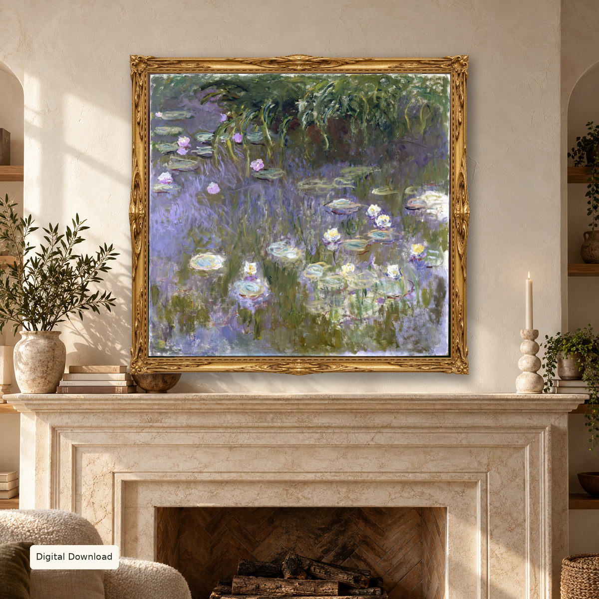 Water Lilies by Claude Monet — mantel / gold gallery mockup