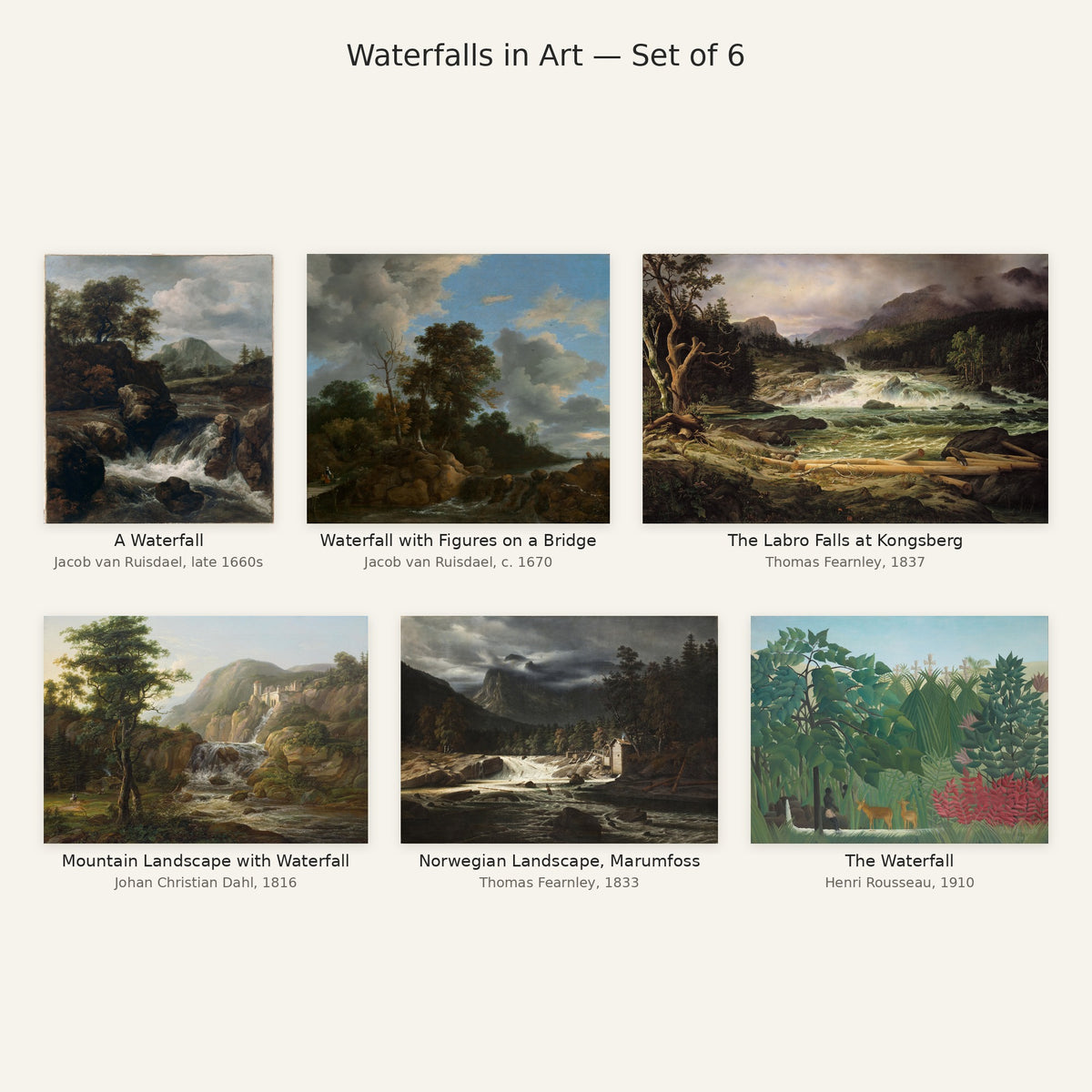 Waterfalls in Art Gallery Wall Set of 6 — all paintings in the set