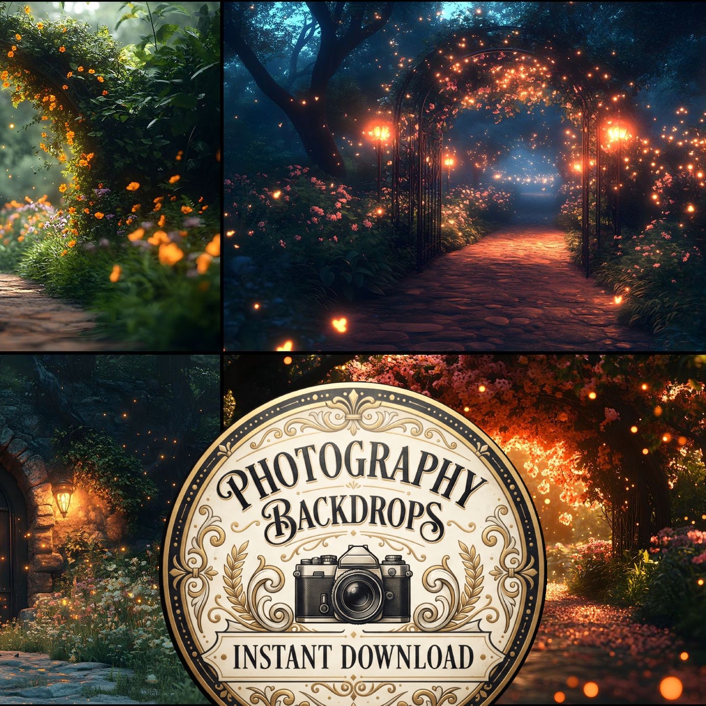 Whimsical Garden Arch Door Backdrop Images
