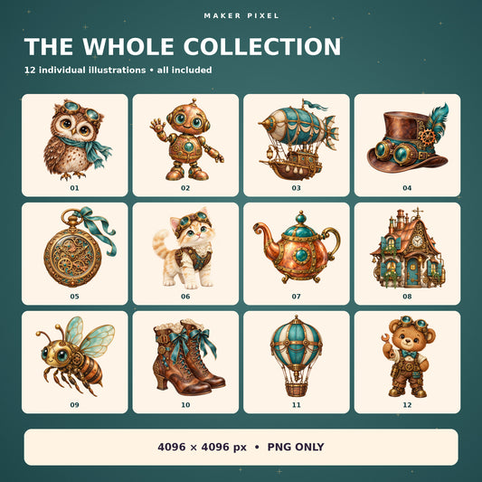 Whimsical Steampunk – all 12 included designs