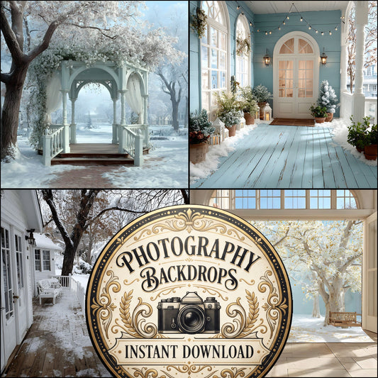 White Gold Snowy Christmaoutdoor Backdrop Images