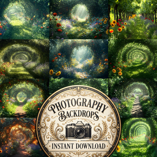 Wild Vine Hidden Garden floral digital photography backdrops, preview of the downloadable set