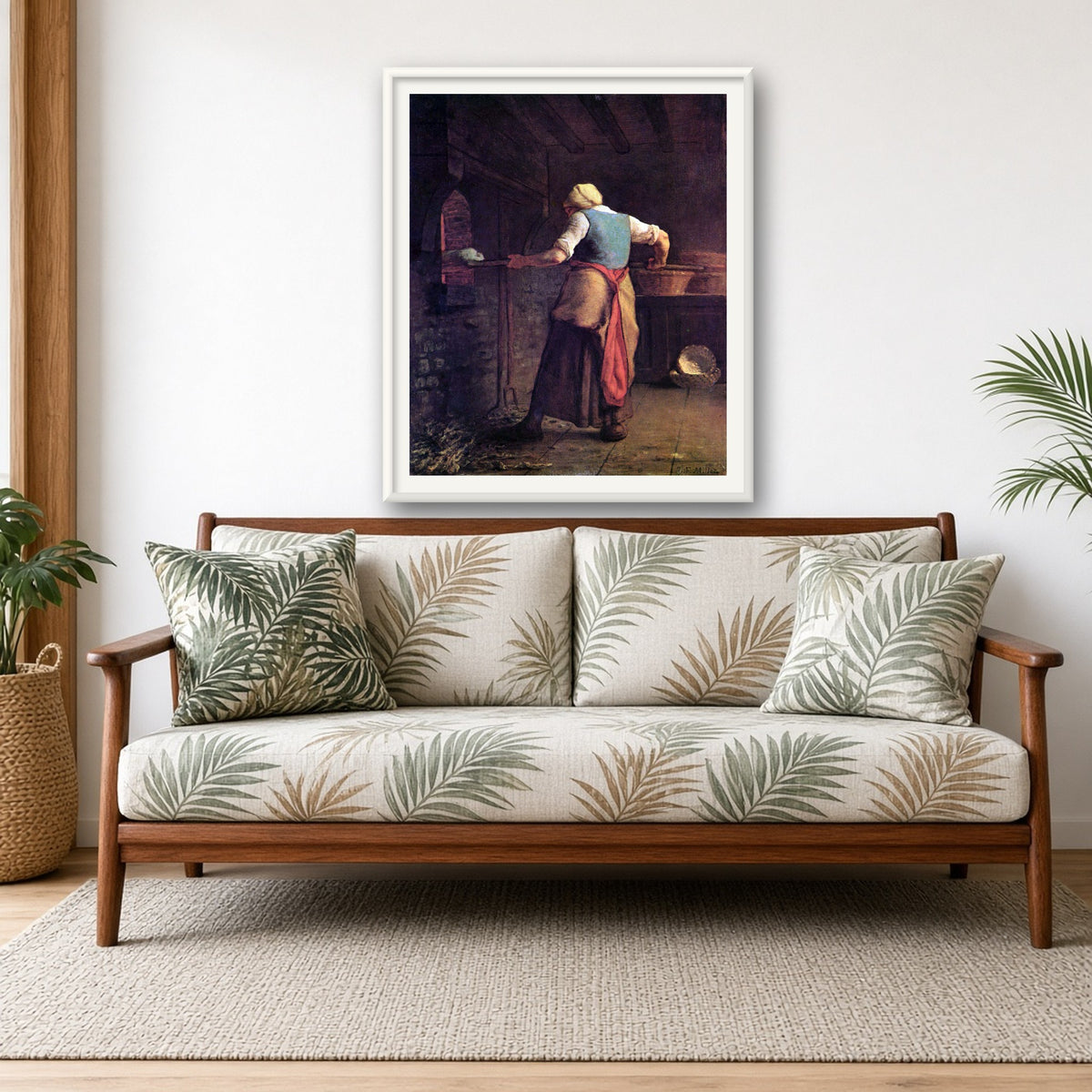 Woman Baking Bread by Jean-François Millet — room mockup