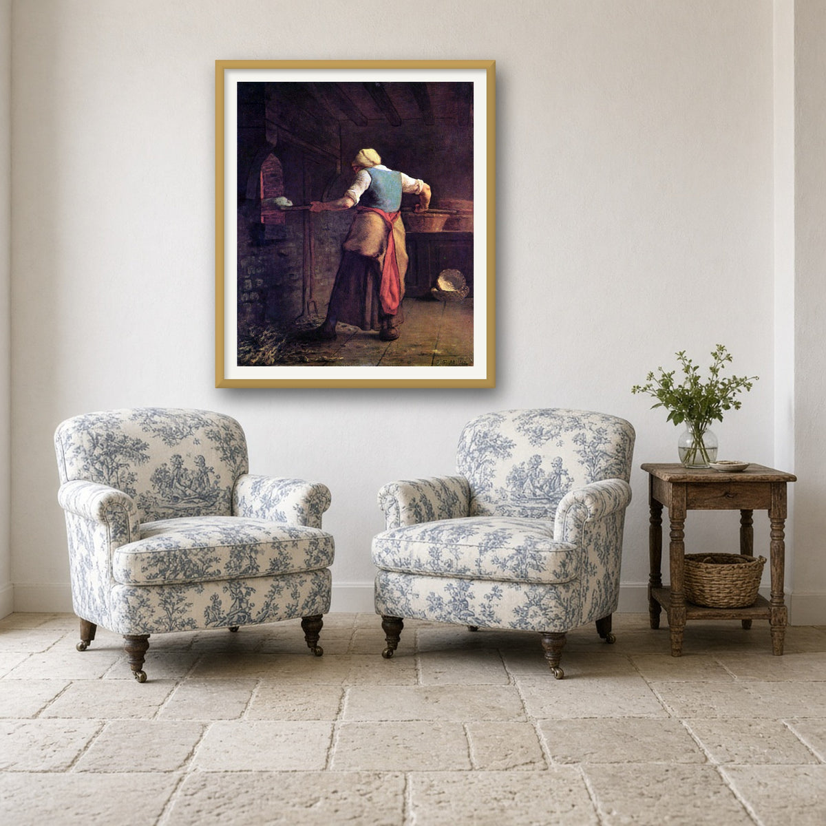Woman Baking Bread by Jean-François Millet — framed art preview