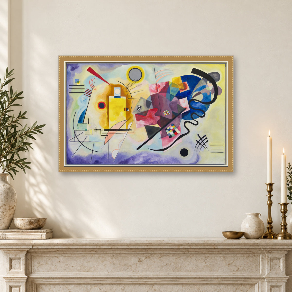 Yellow-Red-Blue by Wassily Kandinsky — framed interior mockup
