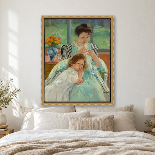 Young Mother Sewing by Mary Cassatt — room mockup