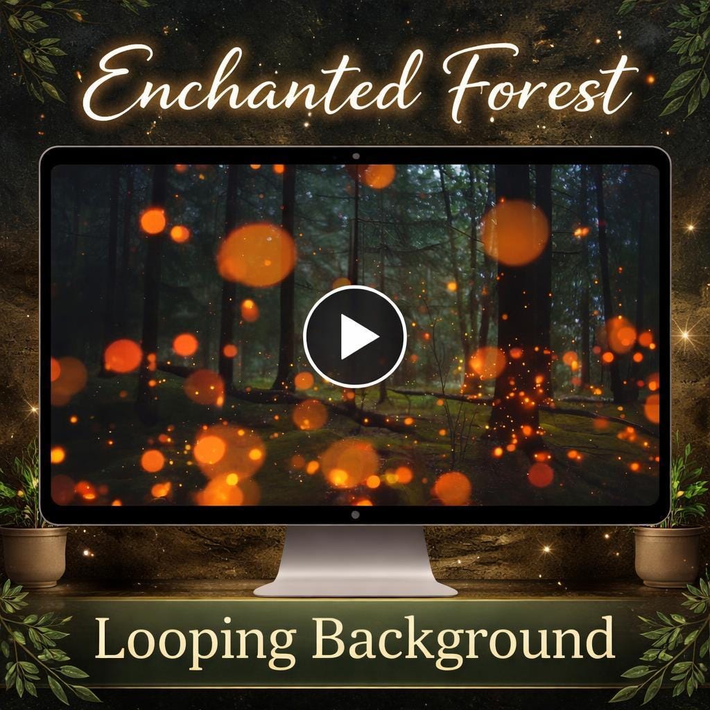Forest fireflies loop video | Animated forest background, nature ambience | Seamless video background for cozy scenes