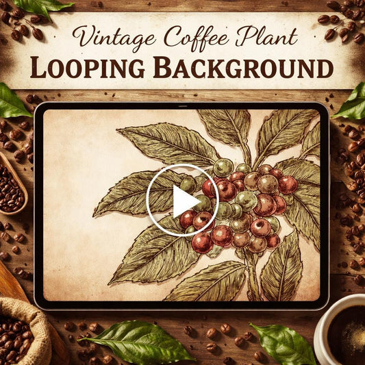 Vintage Coffee Plant Botanical Loop | Cozy cafe ambience, lofi animated background | Seamless vintage video for shops & streams