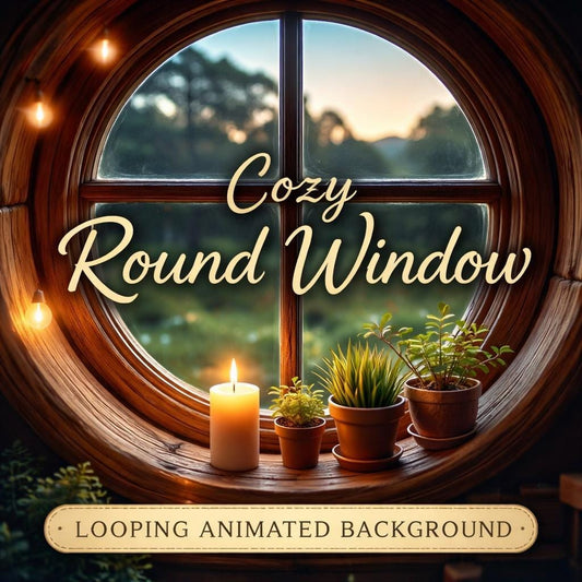 Cozy Cottage Window Candle Loop | Fantasy ambient animated background, seamless lofi cottage video | Study, sleep, streaming back