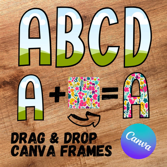 Fill your own Doodle Letters - CANVA Drag and Drop Frames - Fillable Alphabet Font Letters PNG Canva Frame Alphaset Doodle Templates
