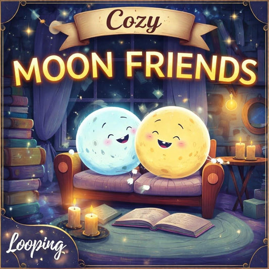 Moon Background Loop | Cute Moon Friends Cozy Animated Video | Night Sky, Space, Lofi, Cute Background for Relaxing & Study Ambience