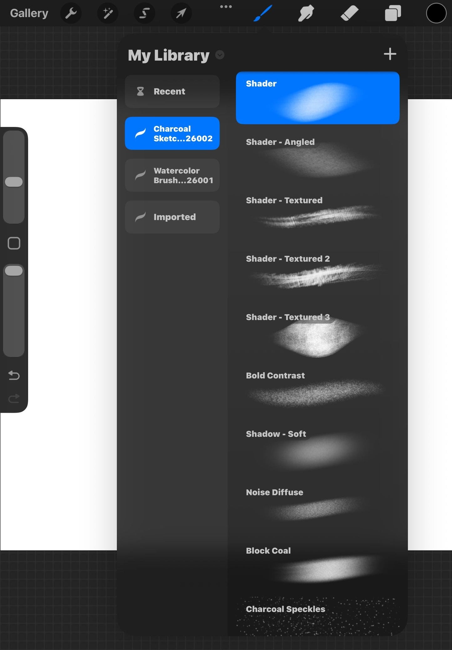 39 Charcoal Procreate Brushes, Sketch, Shading, Texture (Digital Download)
