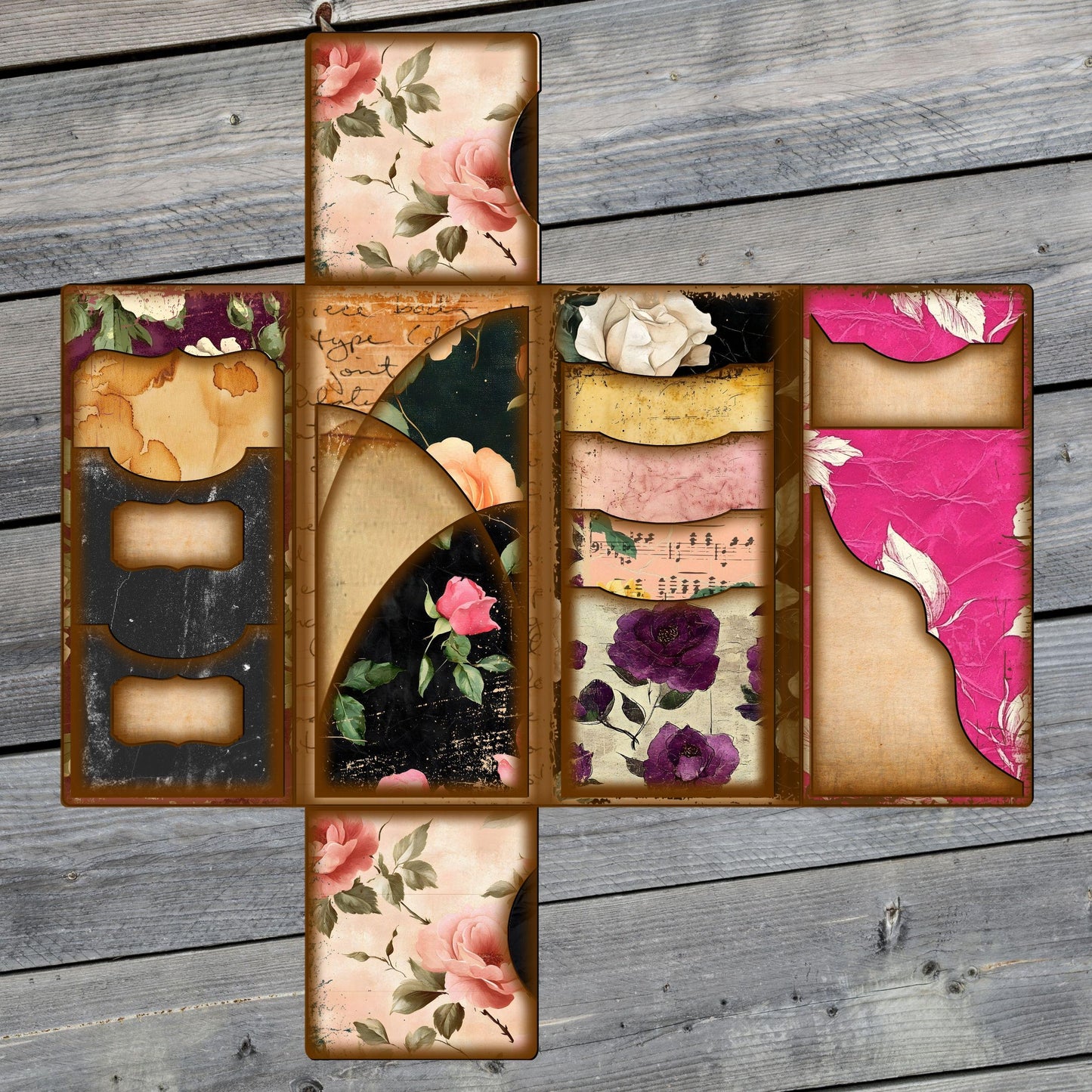 Canva Junk Journal Template - Folio Kit Canva Template - Custom Junk Journal Folio Kit - Digital Folding Folio Folder Kit, Commercial Use
