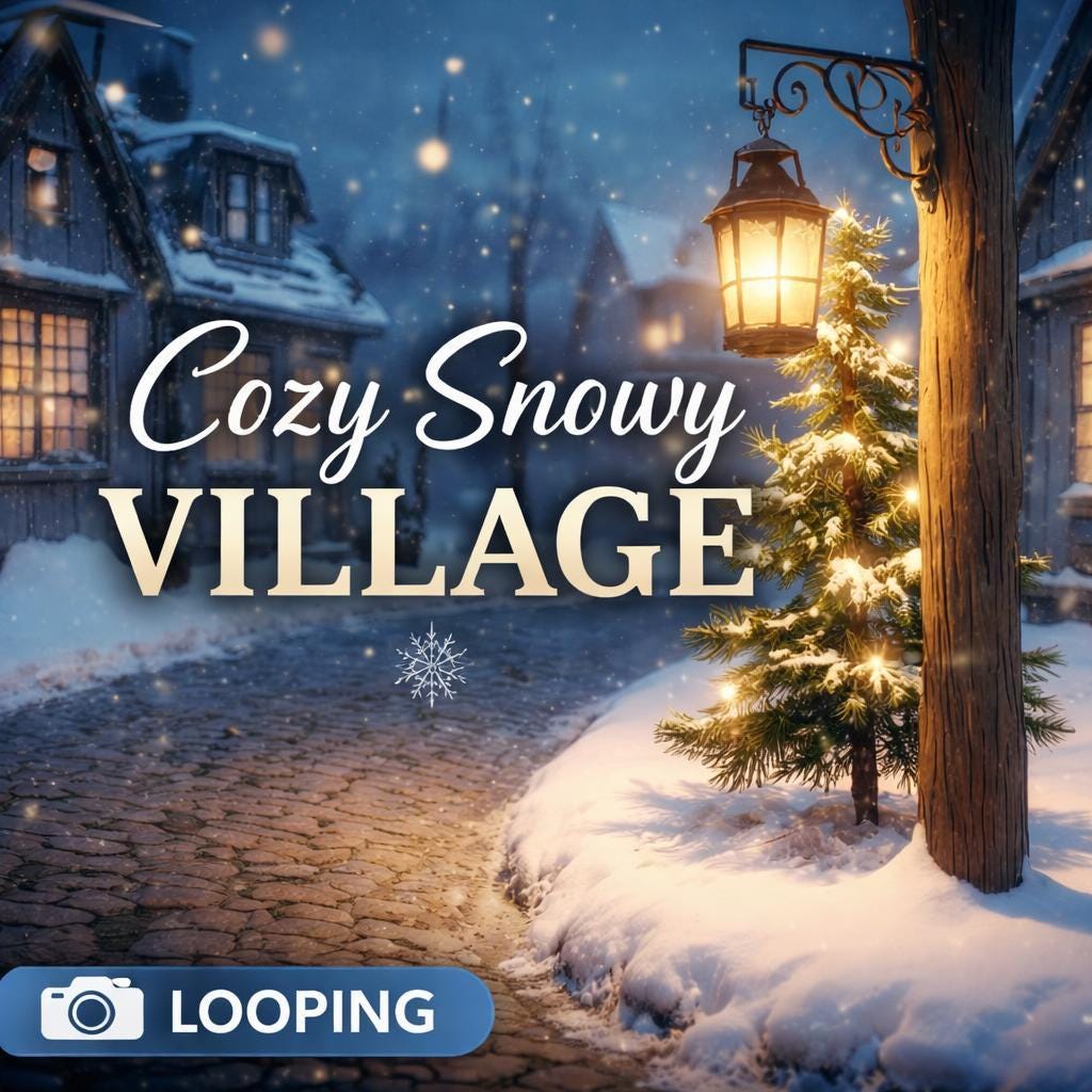 Christmas background animated loop | cozy snowy village video | lofi ambience for streams and videos