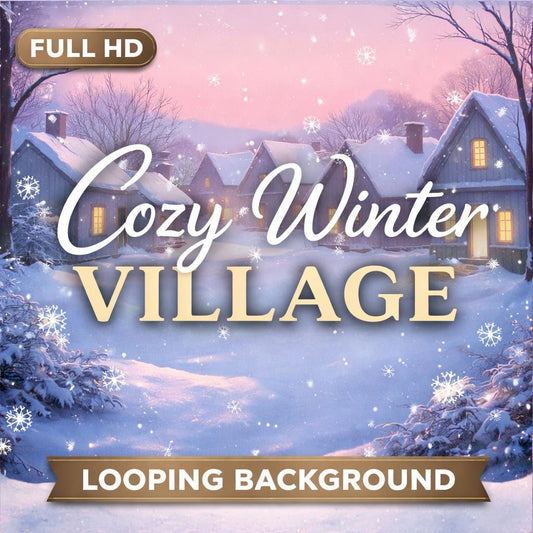 Winter Snowfall Background Loop | Cozy village animated backdrop, lofi ambience | Christmas screensaver, streaming, YouTube scenes