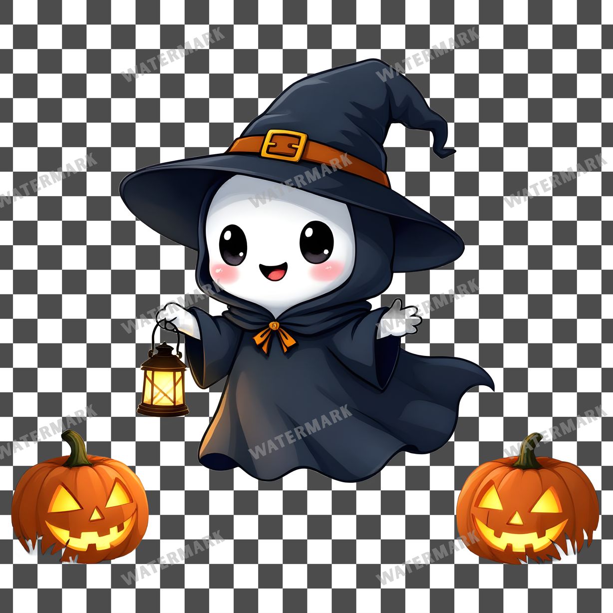 Adorable Chibi Ghost Floating Clipart Pngs