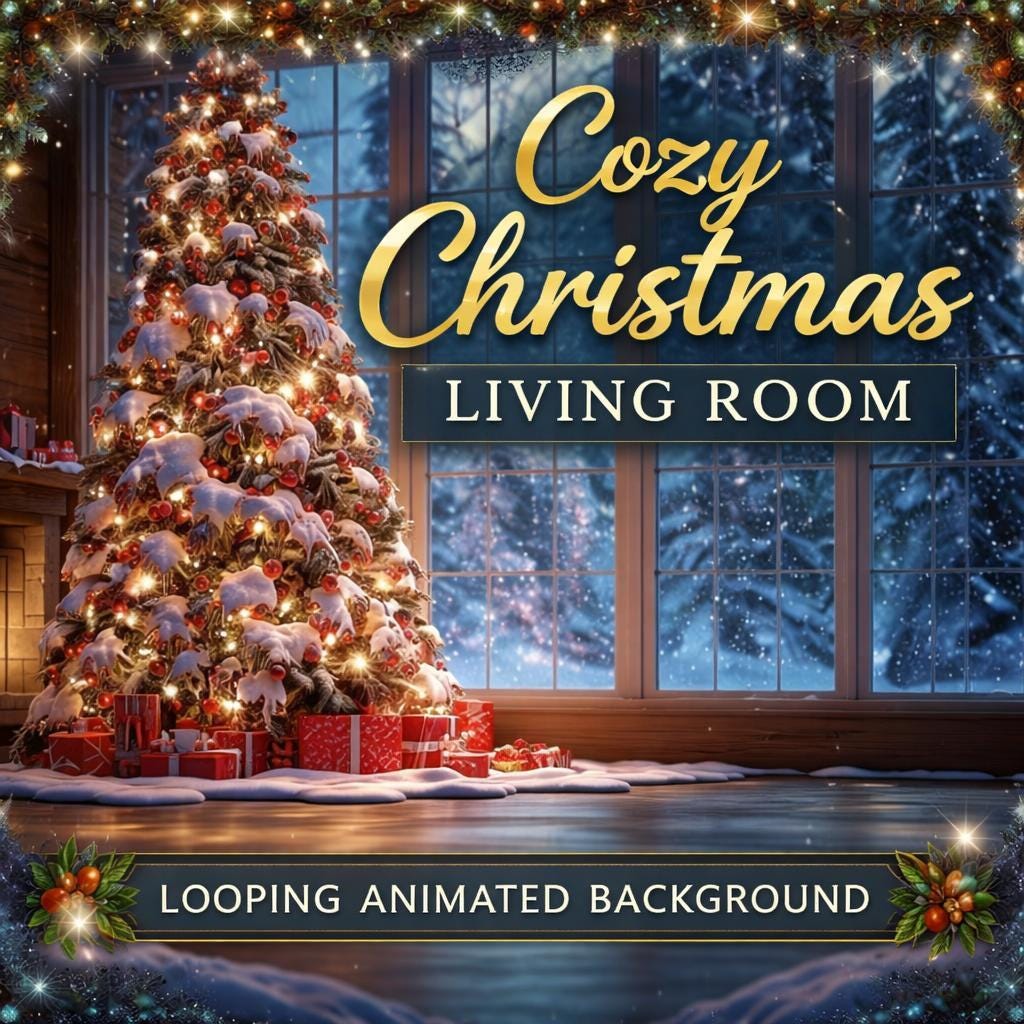 Christmas background loop | Cozy winter snow tree animation | Lofi ambience video for relaxing, streaming, and holiday decor