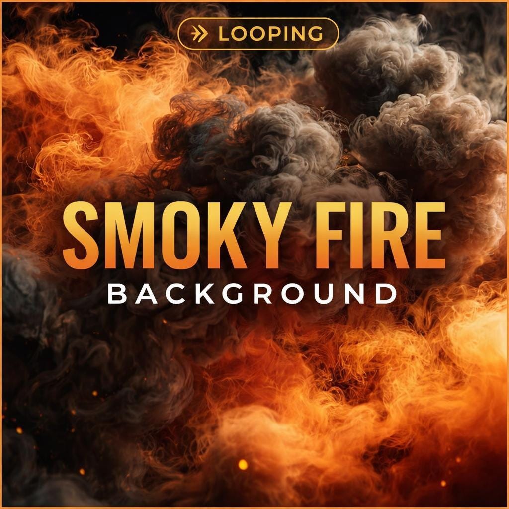 Looping fire smoke animated background | seamless loop video | abstract video background for edits, streams, and overlays