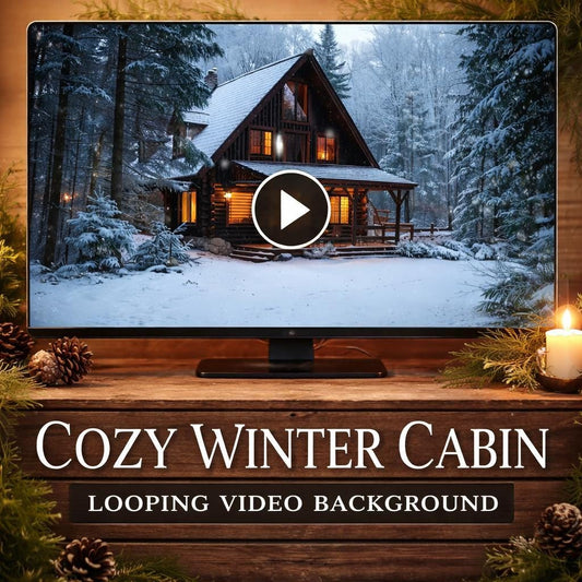 Winter background loop | Cozy cabin snow ambience animated backdrop | Lofi cozy video for Christmas scenes and streams