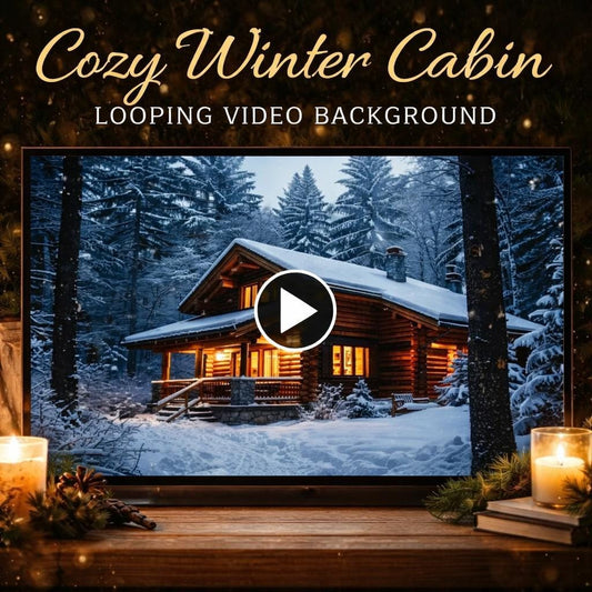 Cozy Winter Cabin Snow Loop | Animated background, winter video, lofi ambience | Relax, streaming, screensaver, study