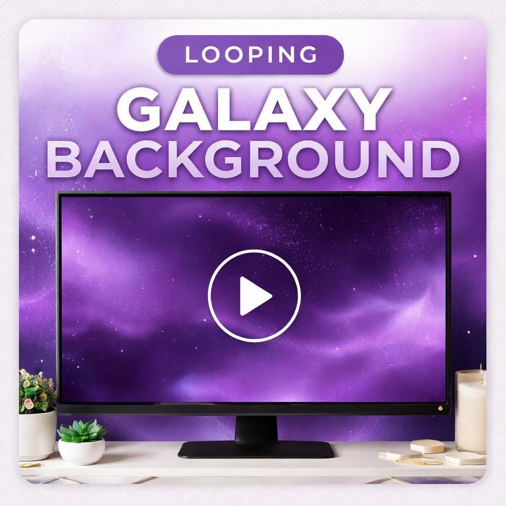 Galaxy Background Loop | Purple Cosmic Stars Video, Space Night Sky | Seamless Animated Backdrop for Videos, Streams, Presentatio