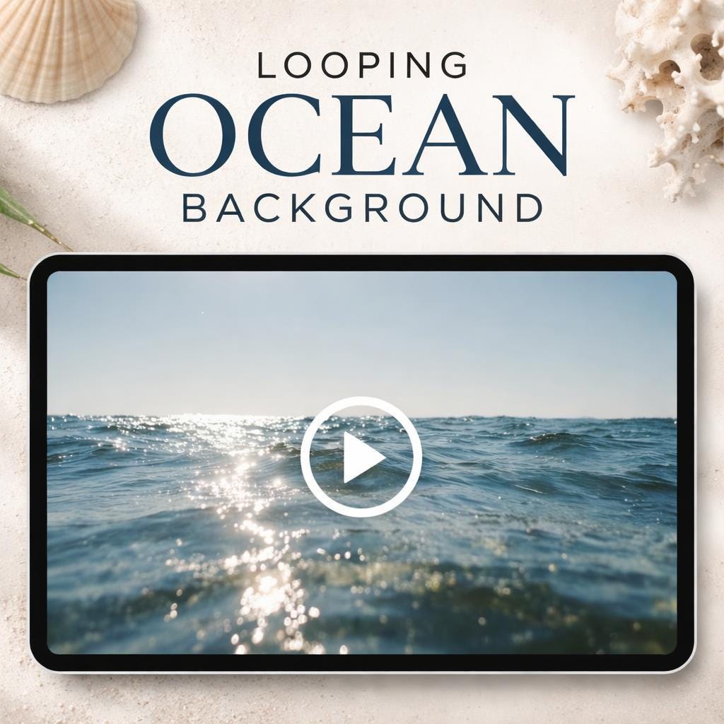 Ocean Waves Loop Video | Calming Sea Background, Abstract Seamless Animation | Relaxation, Streaming, YouTube, VJ, Zoom, Overlay