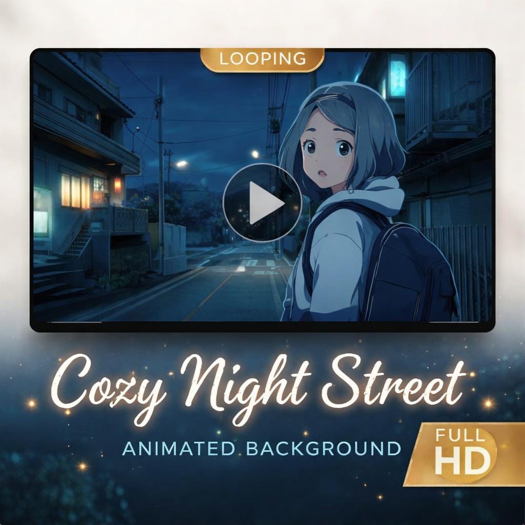 Anime Tokyo Night Street Loop | Seamless animated background, video background | Kawaii cityscape for streams and videos