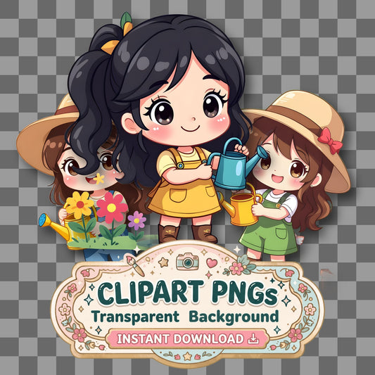 Adorable Chibi Gardener Clipart Pngs