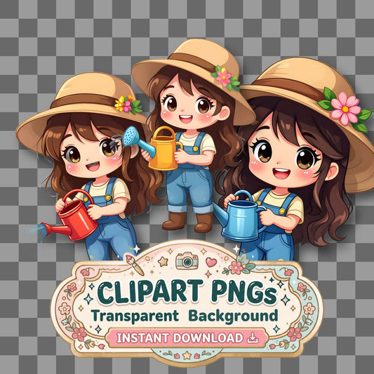 Adorable Chibi Gardener Clipart Pngs