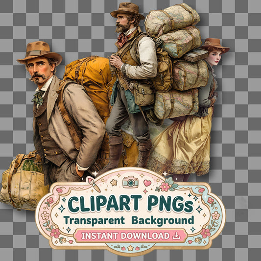 Adventurer Vintage Style Clipart Pngs
