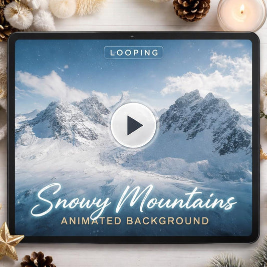 Alps snowy mountain loop video | animated background, nature scenic, winter landscape | Christmas screens, streaming, overlays