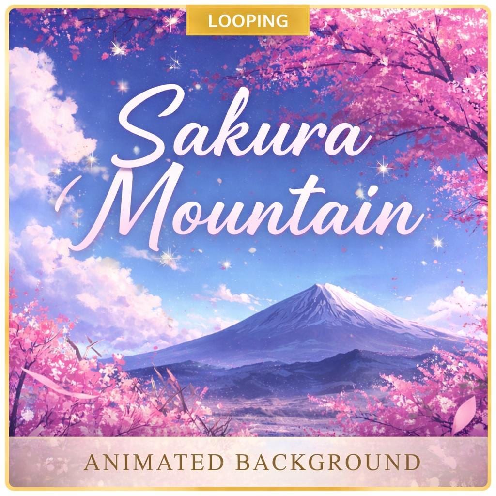 Sakura Background Loop Animation | Mount Fuji Aesthetic Video | Cozy Ambience Animated Background for Streams & Videos