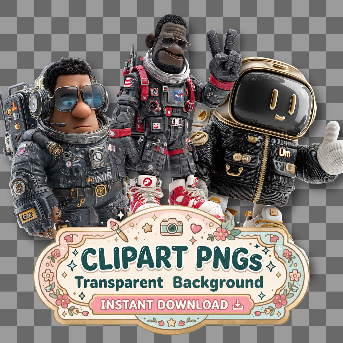 Astronaut Character Clipart Pngs