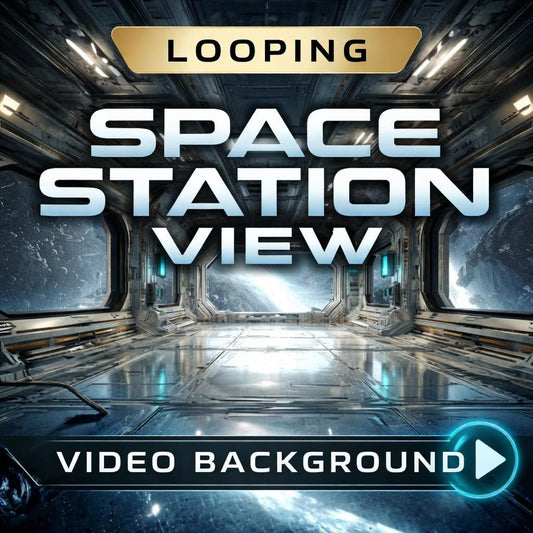Space Station Corridor Loop Video | Cosmic animated background, stars, space video | Sci-fi intros, streams, VJ, overlays