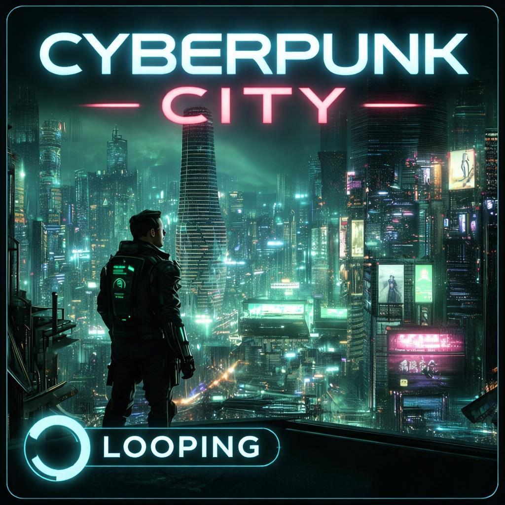 Cyberpunk Neon City Animated Background | Neon rain sci‑fi loop video | Futuristic cityscape VJ, streams, overlay, screensavers